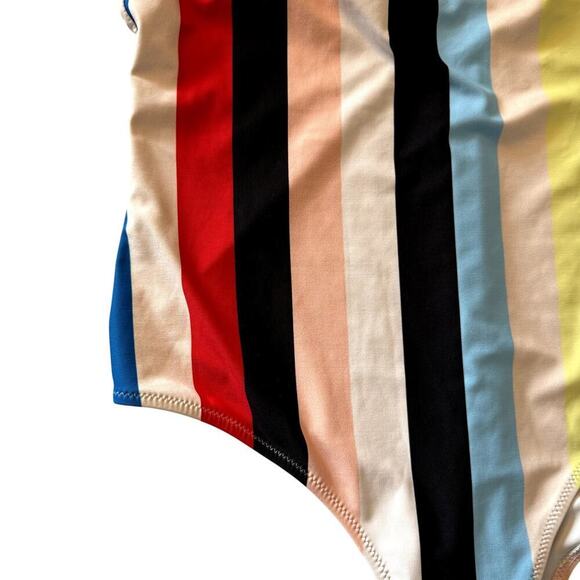 Colorful Stripes Backless One Piece Swimsuit BathingSuit Women Size Large - Picture 3 of 6